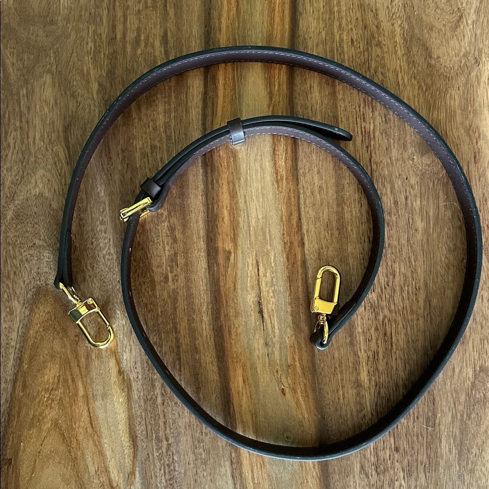 Elegant Coffee Brown Leather Strap with Gold Hardware for purse - Picture 5 of 11